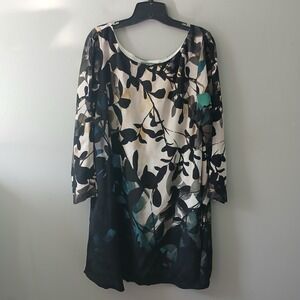 Anthropolgie‎ Maeve Size Large Shift Dress Leaves Long Sleeve Mini Cold Shoulder